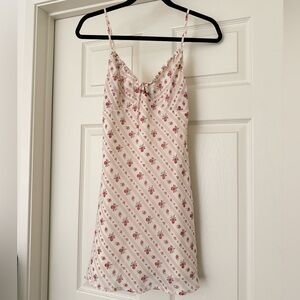 Forever 21 Cream Slip Dress with Pink Floral Print